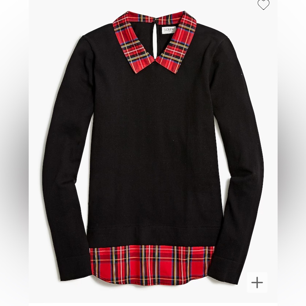 J.CREW PLAID WOVEN COLLAR SWEATER, Size M •LIKE NEW•
